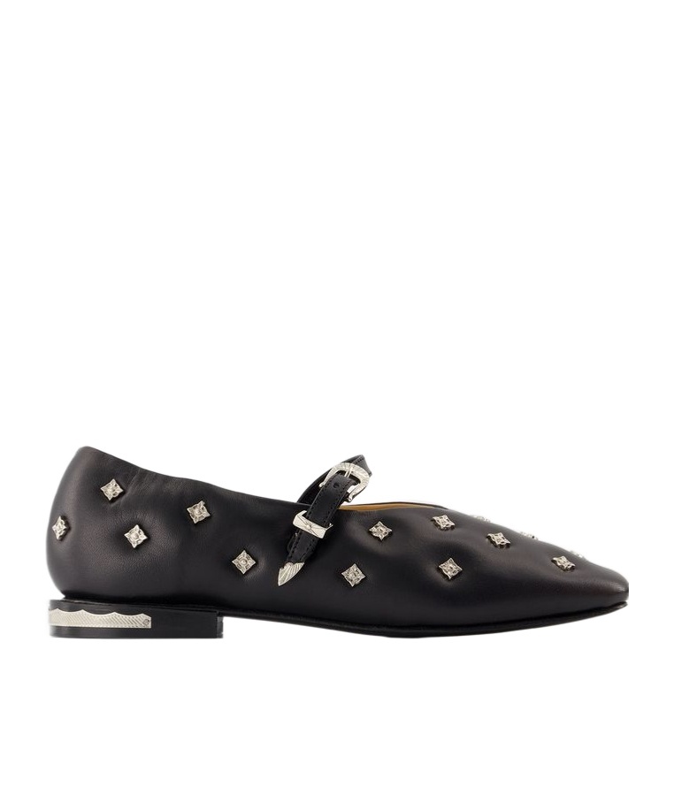 Toga Soft Leather Ballerinas For Women In Black
