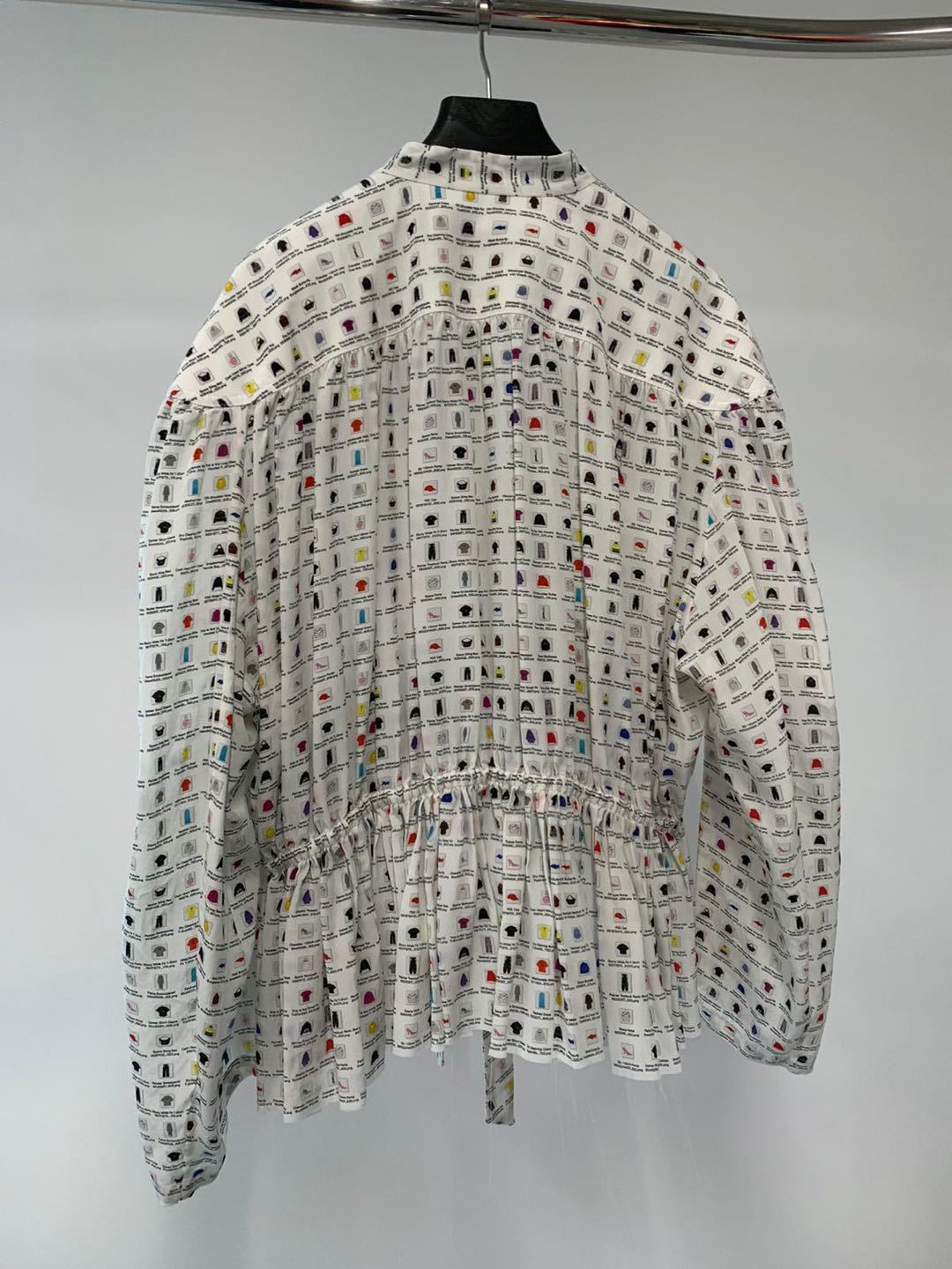 Balenciaga Printed Long-sleeved Blouse In White