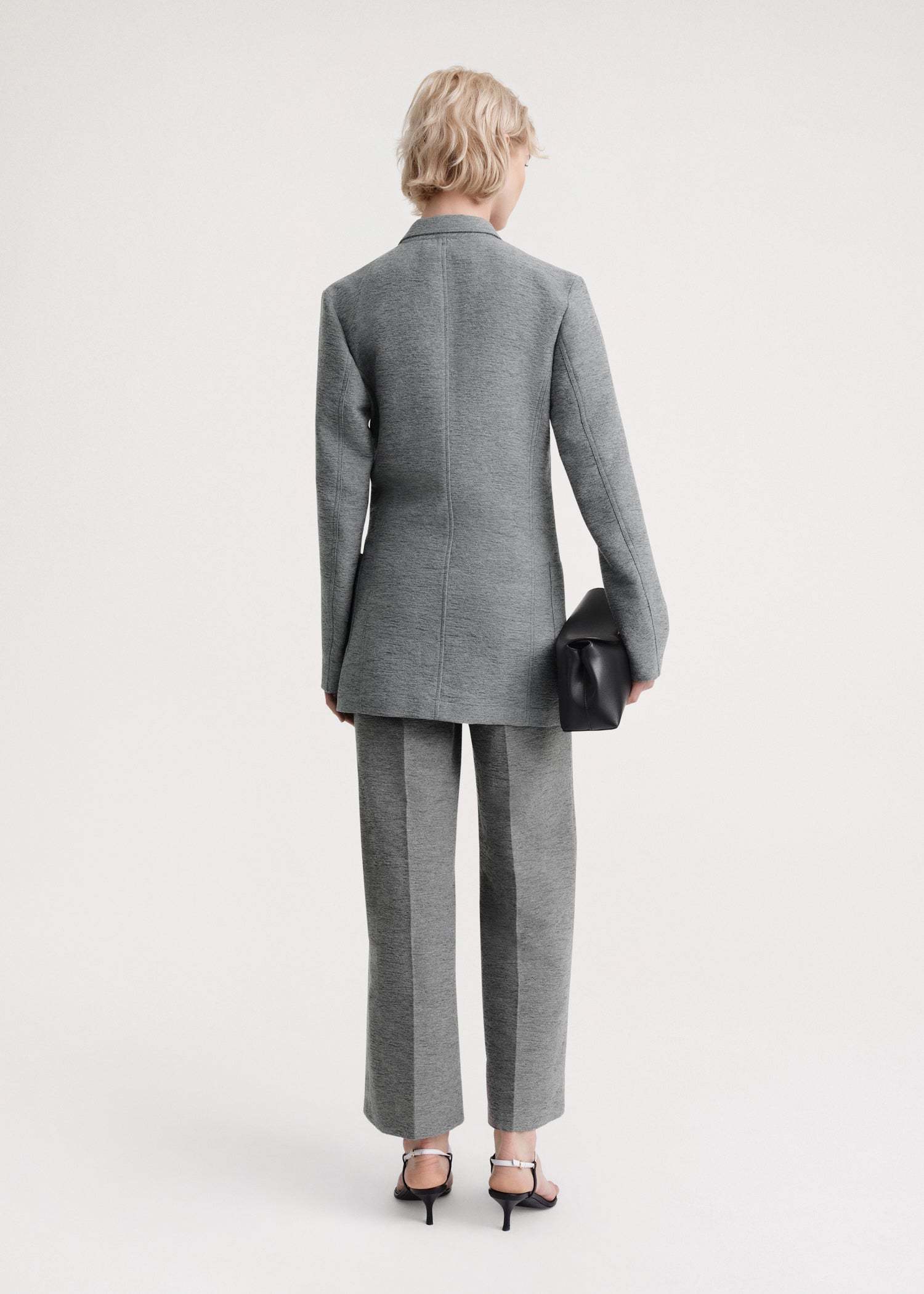 Totême Toteme Womens Grey Melange Single-breasted Jersey Wool And Recycled Polyamide-blend Blazer In Gray