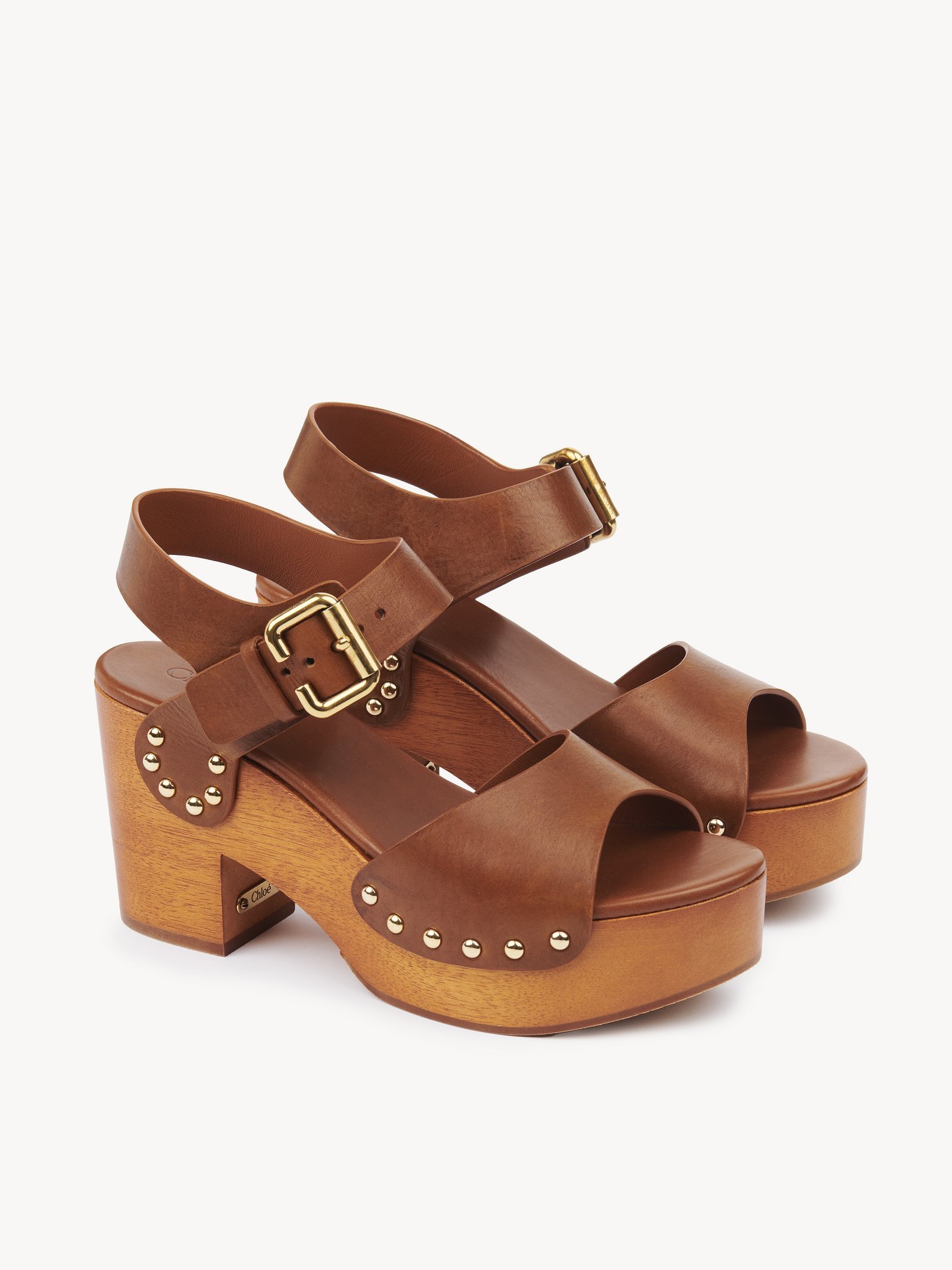 Chloé Chloe Jeannette Leather Platform Sandals In Brown