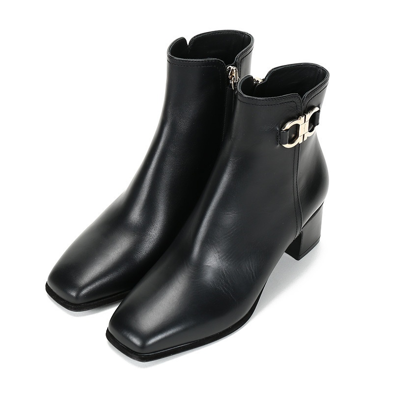 Shop Ferragamo Cassaro Series Short Boots In Black