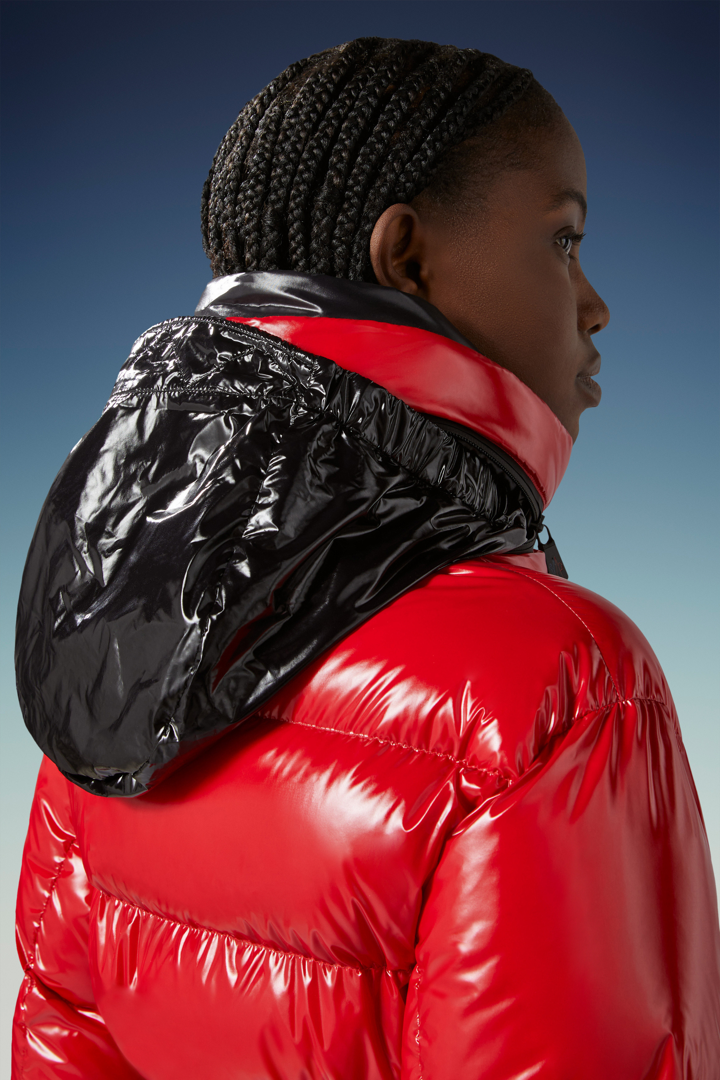 Moncler Rochers Hooded Short Style Down Jacket In Red