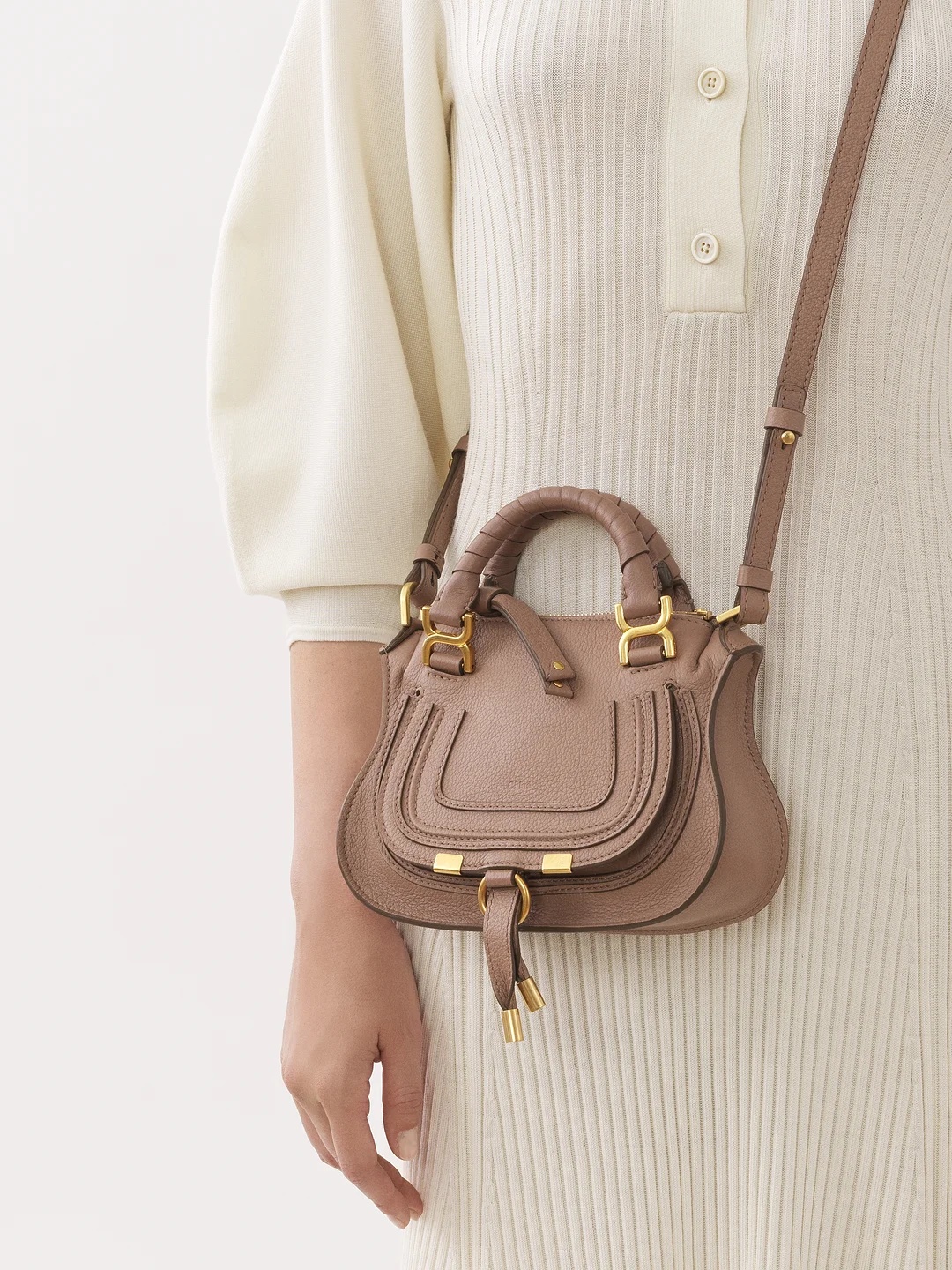Shop Chloé Marcie Mini Shoulder Bag In Brown