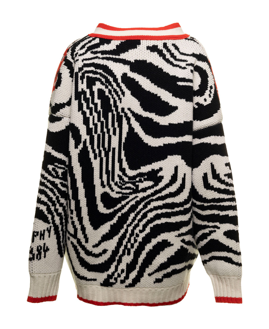 Philosophy Di Lorenzo Serafini Zebra-pattern Virgin Wool Cardigan In Multicolor