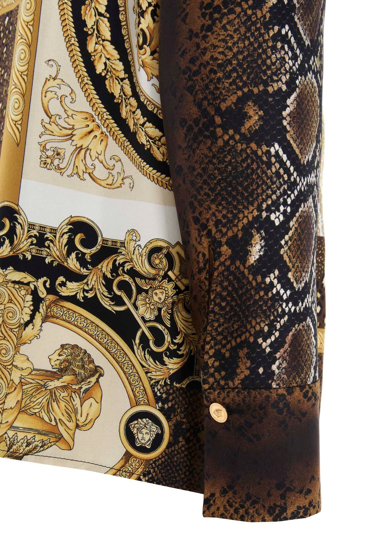 Versace Printed Pussy-bow Blouse In Green