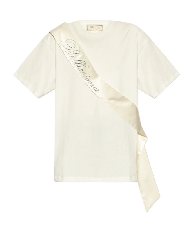 Shop Blumarine Logo-embellished T-shirt In White