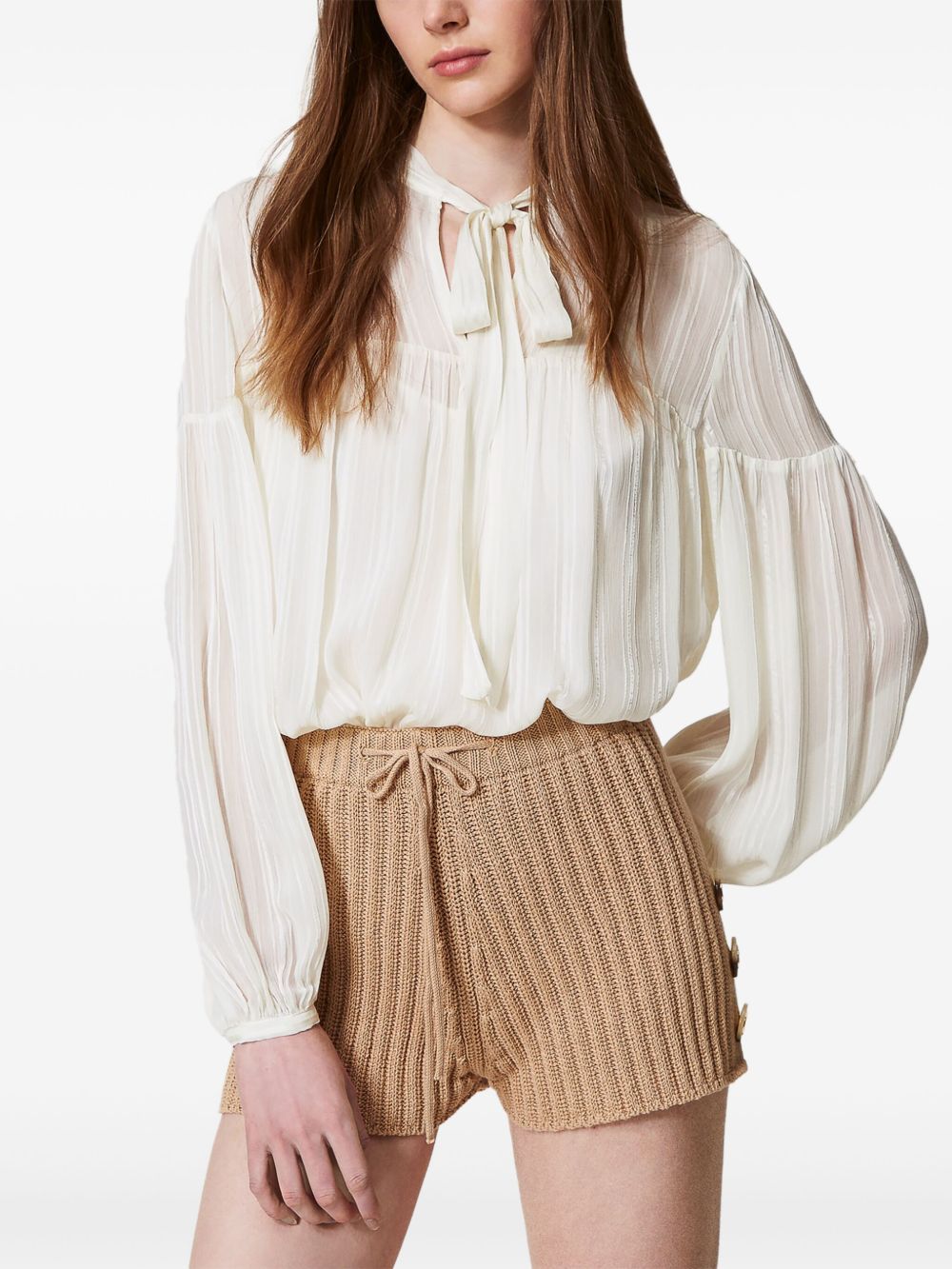Shop Twinset Striped Jacquard Blouse