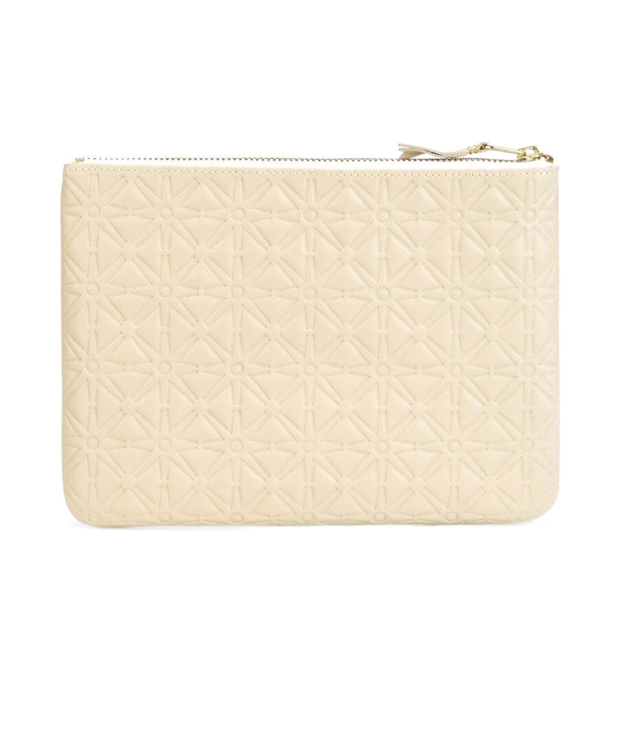 Comme Des Garçons Embossed Zip Clutch In Brown