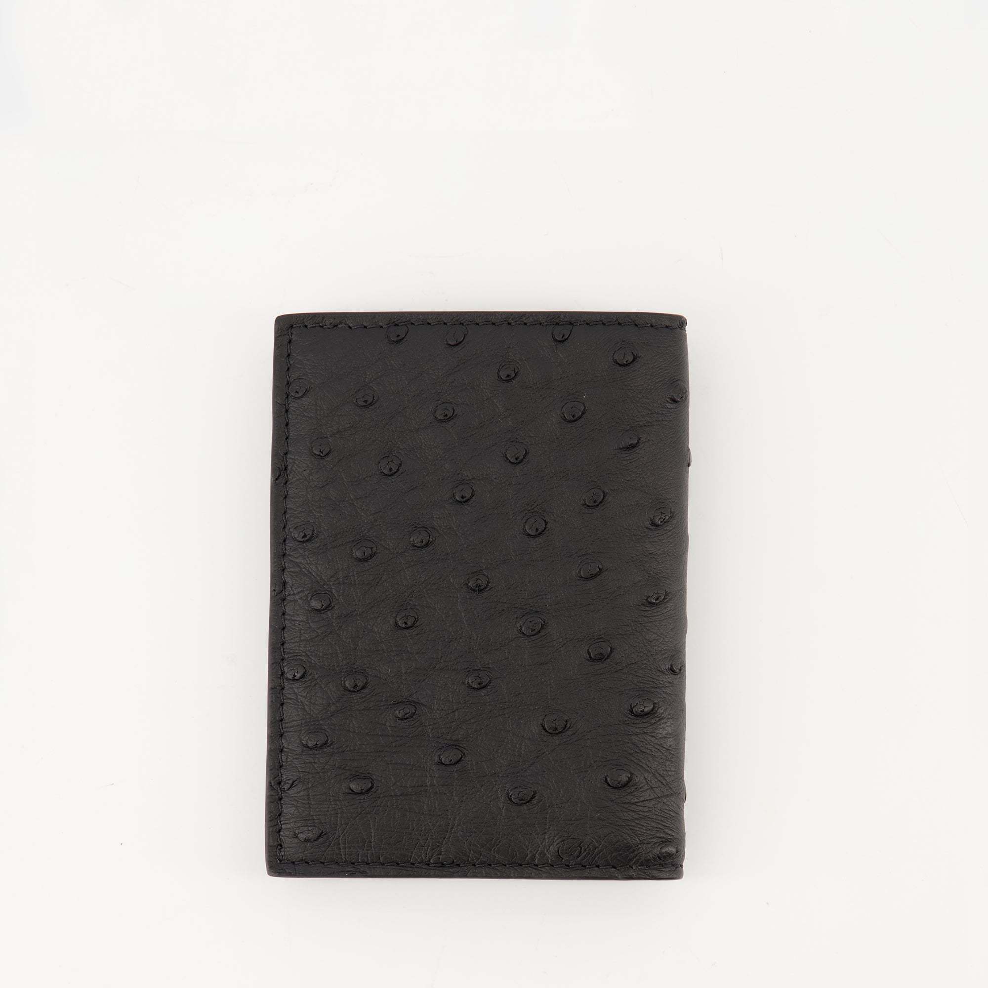 Valentino Ostrich-leather Cardholder In Black