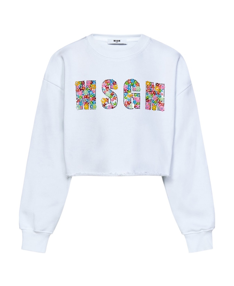 Msgm Logo Long-sleeved Sweater In Blue