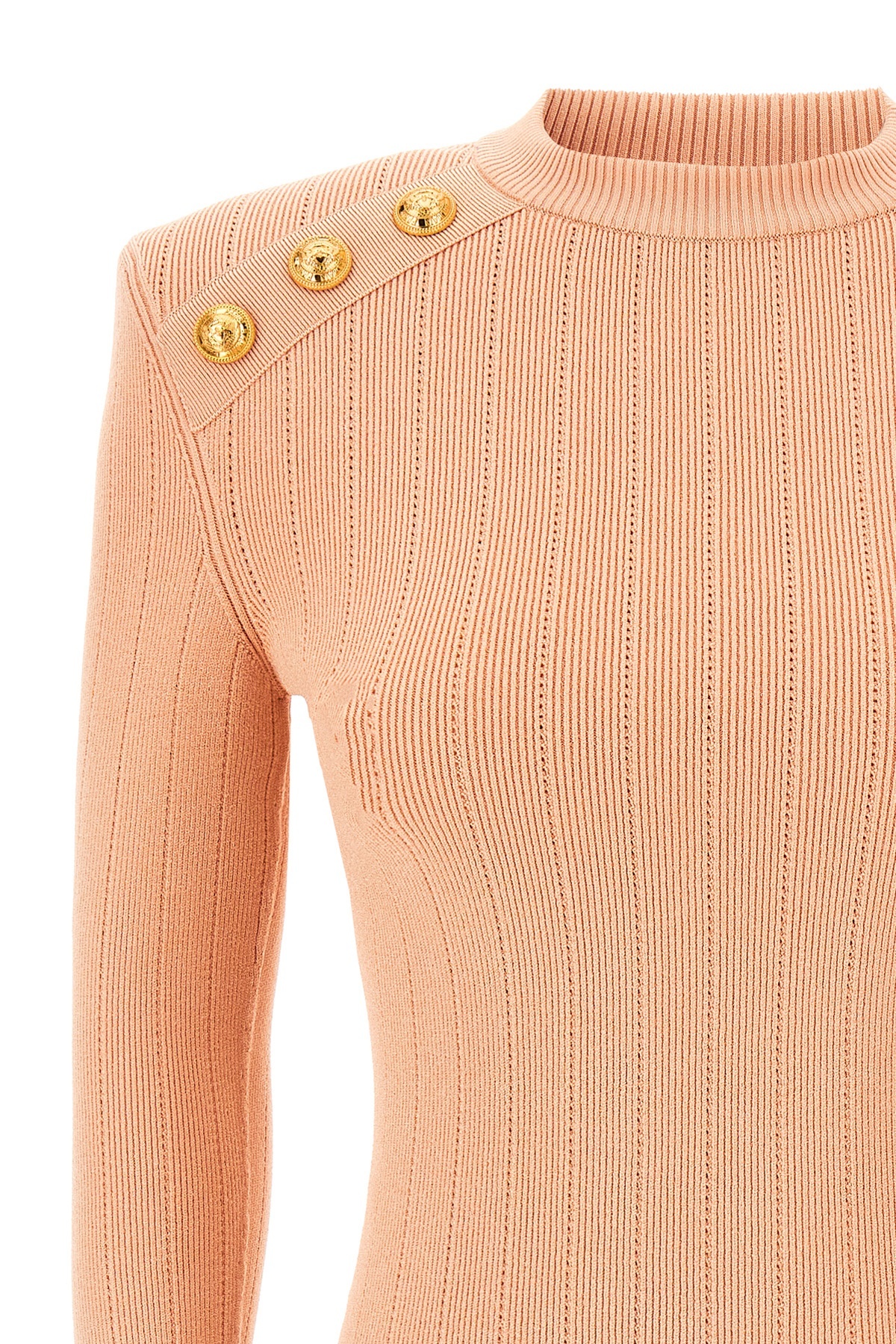 Shop Balmain Button-detail Knitted Sweater In Nude