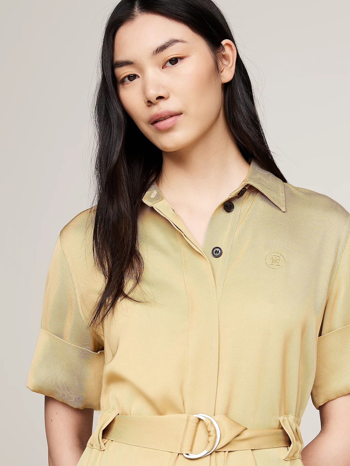 Tommy Hilfiger Half-open Collar Dress In Nude