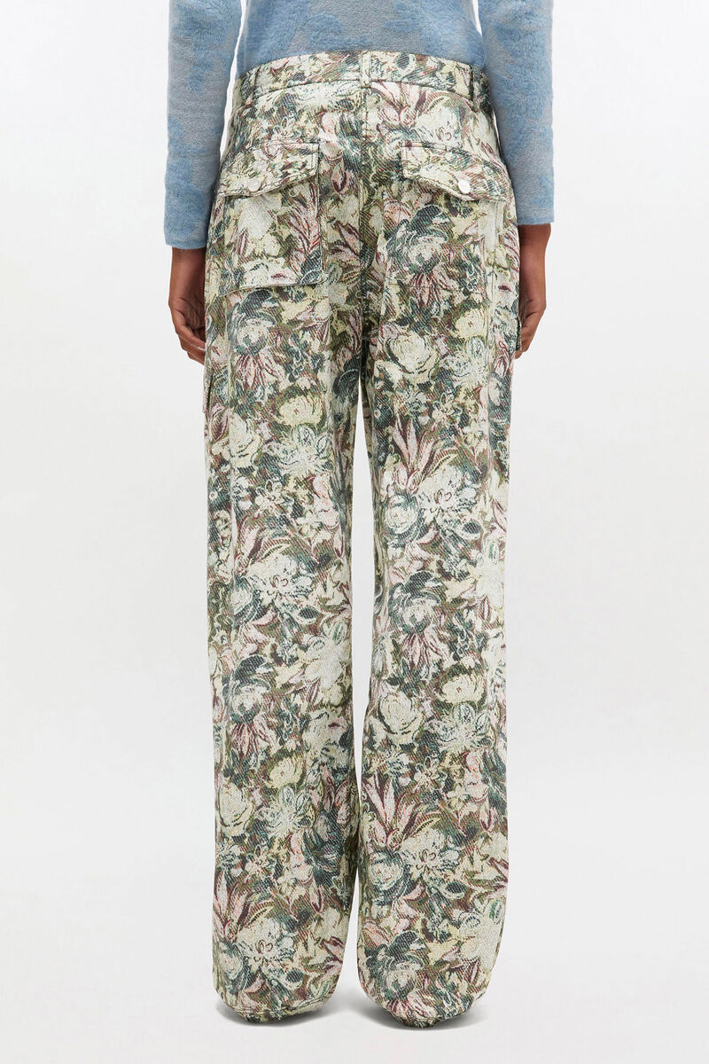 Ganni Tapestry Twill Trousers In Multi