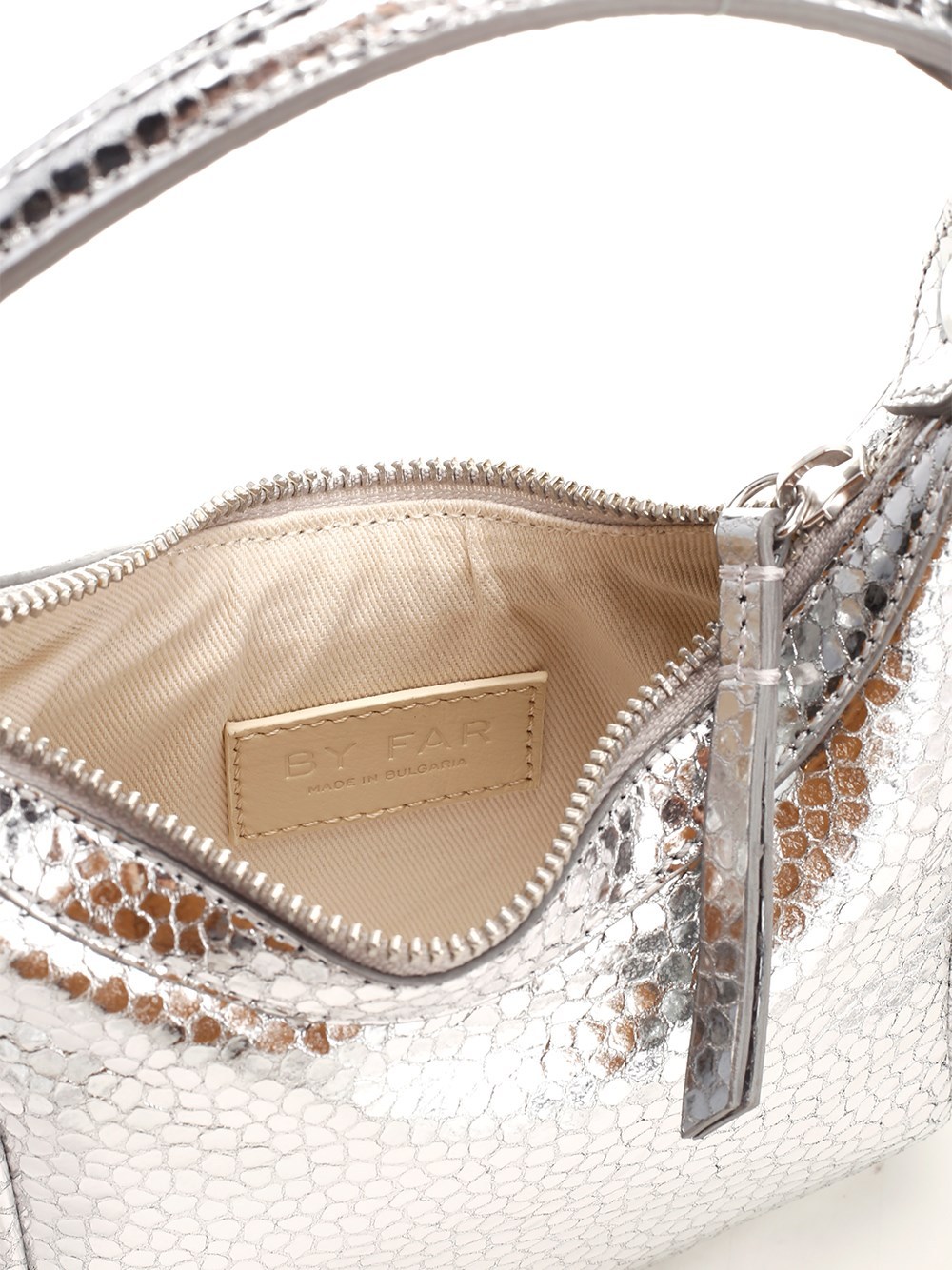 By Far Cosmo Metallic Leather Handbag In Gray