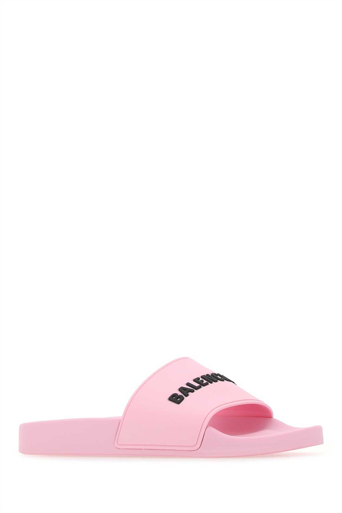 Balenciaga Raised Logo Slides In Pink