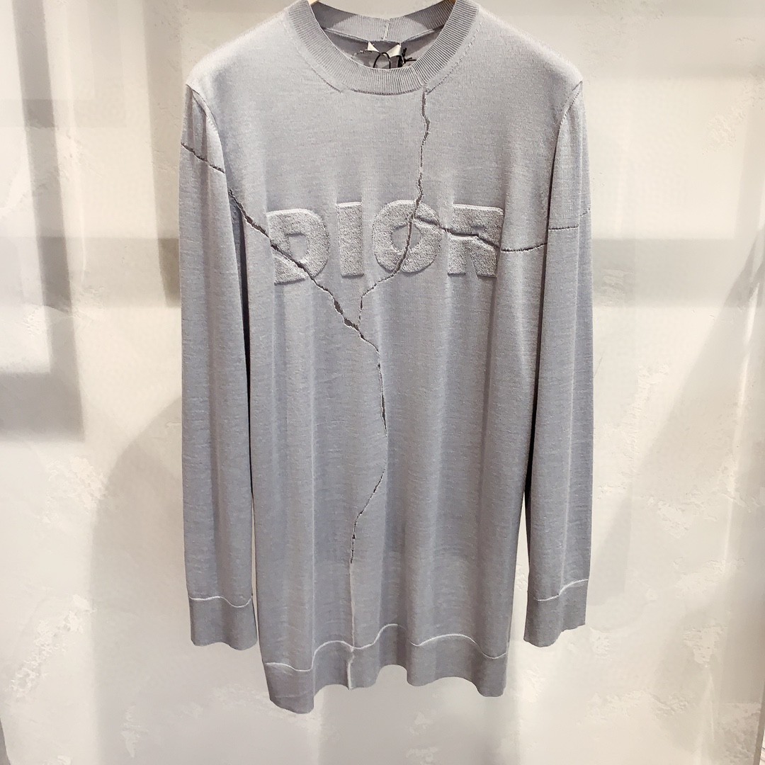 Dior Knitted Round-neck Pullover In Gray