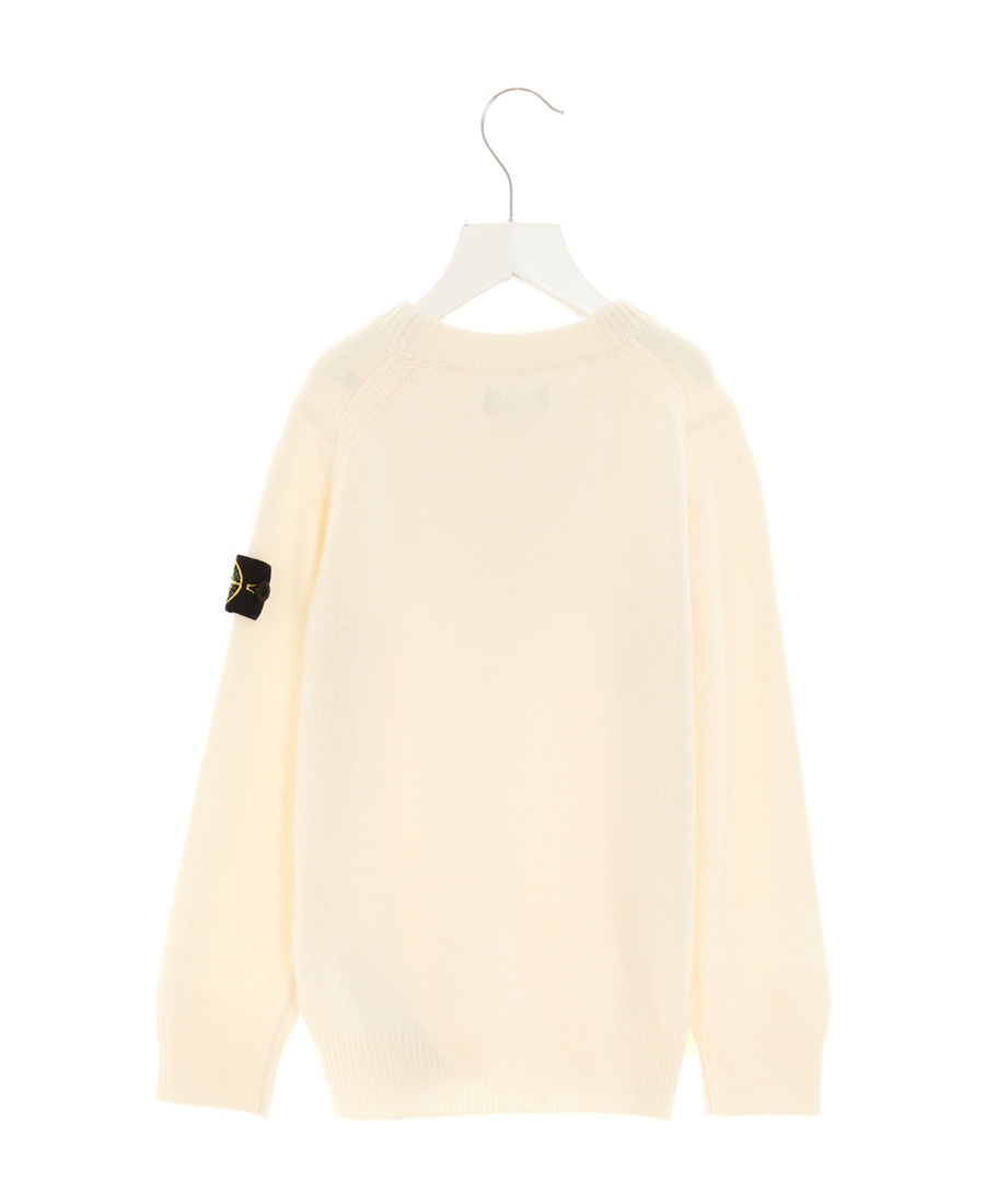 Stone Island Knitted Logo-patch Jumper In White