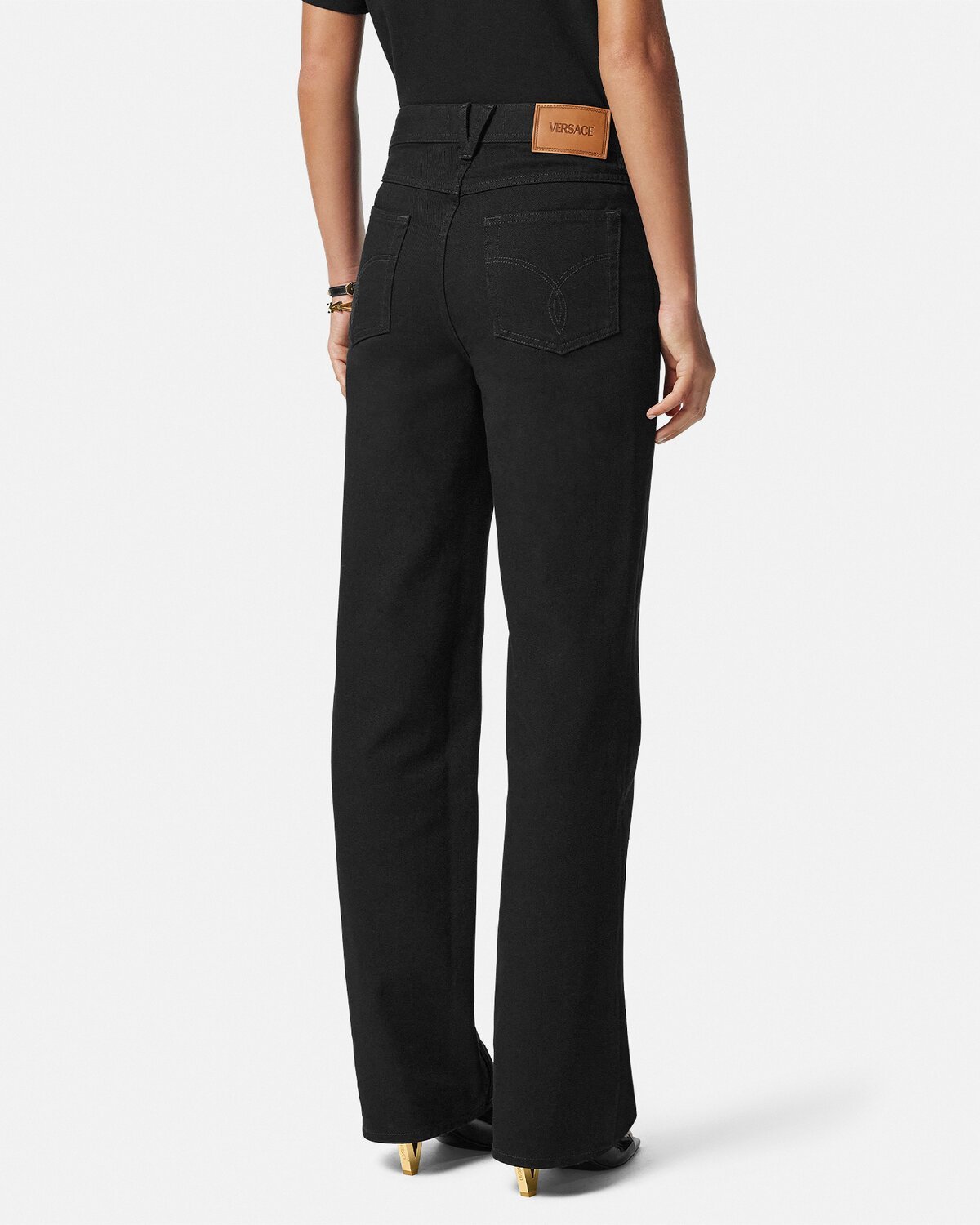 Versace Medusa-plaque Detail Jeans In Black