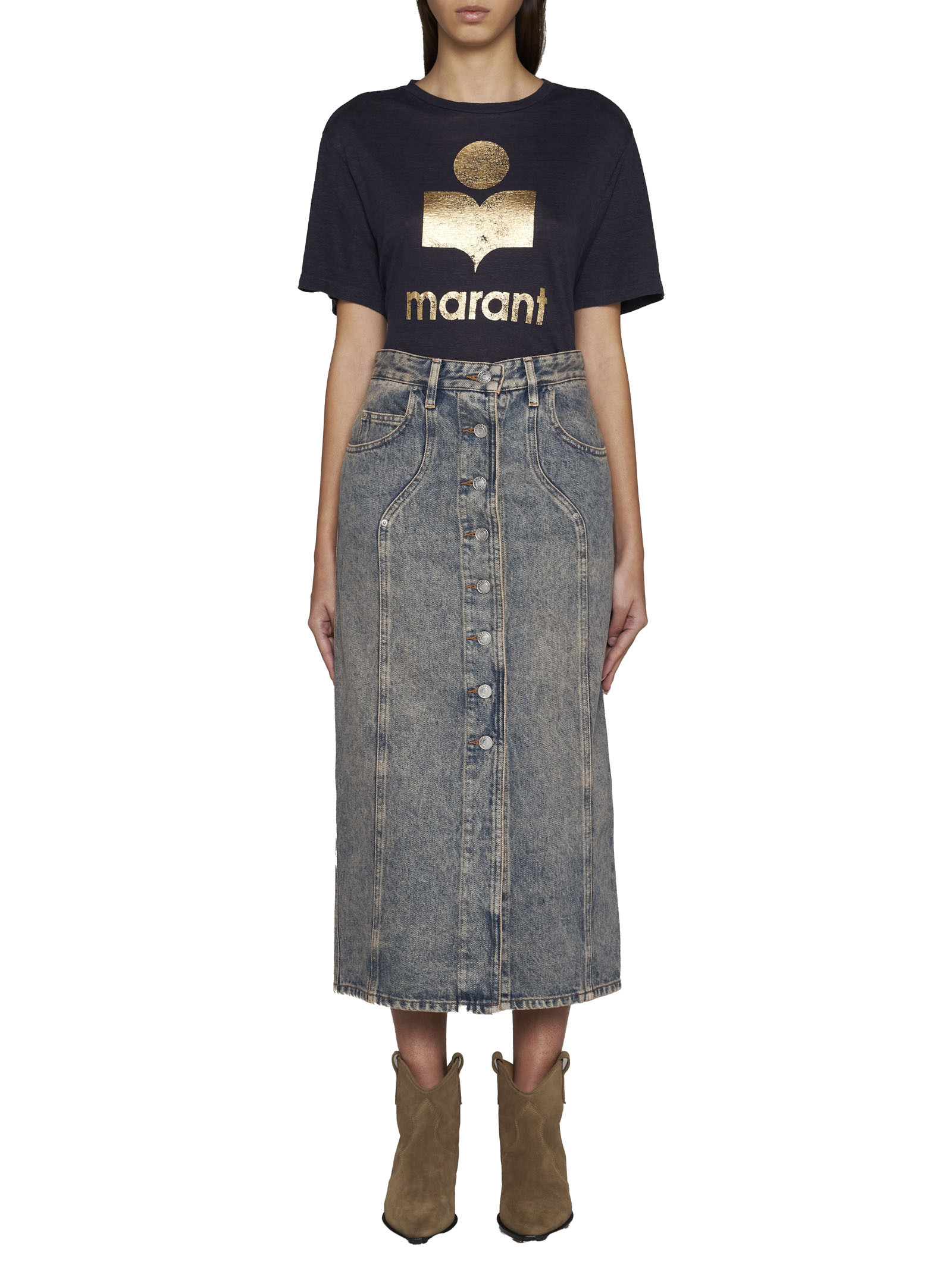 Isabel Marant Étoile Vandy Denim Skirt In Gray