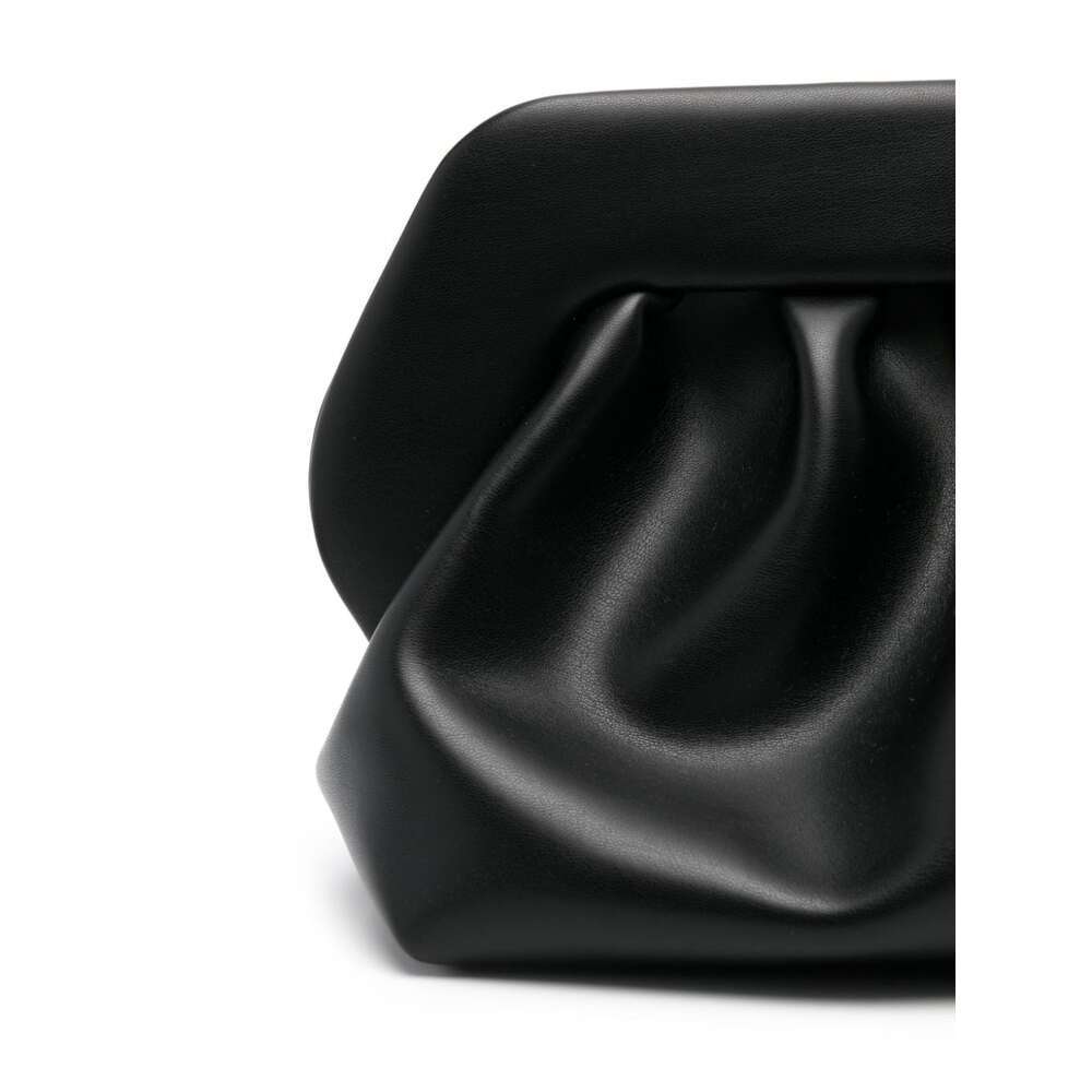 Themoirè Gathered Pleated Rectangular Clutch Bag In Black