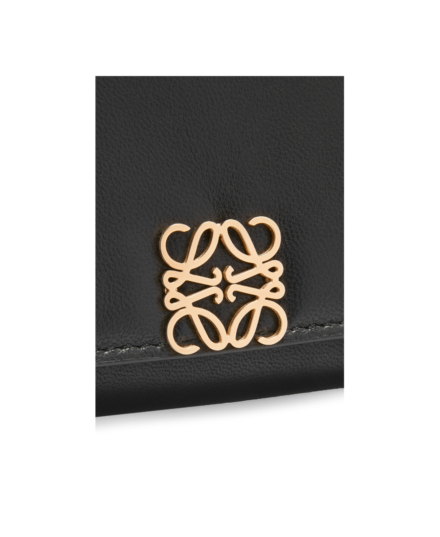 Loewe Puffer Anagram Trifold Wallet In Shiny Nappa Calfskin In Black