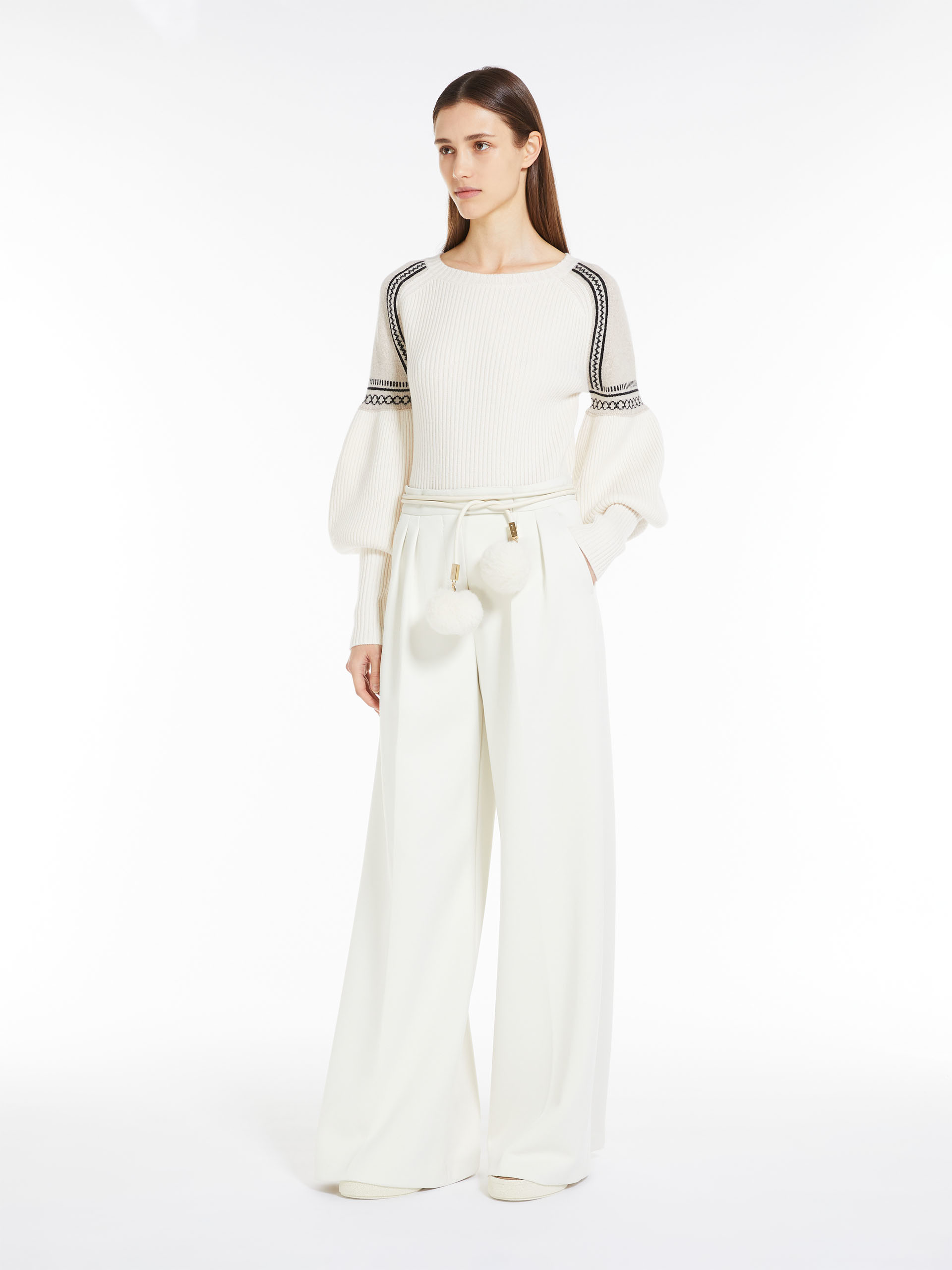 Shop Max Mara Wool Cashmere Knitted Sweater In White