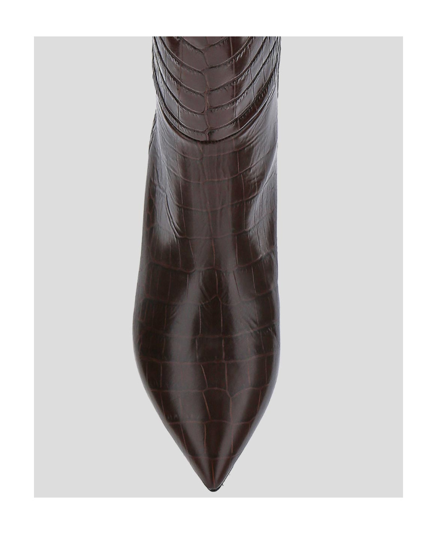 Paris Texas Crocodile-embossed 70mm Knee Boots In Brown
