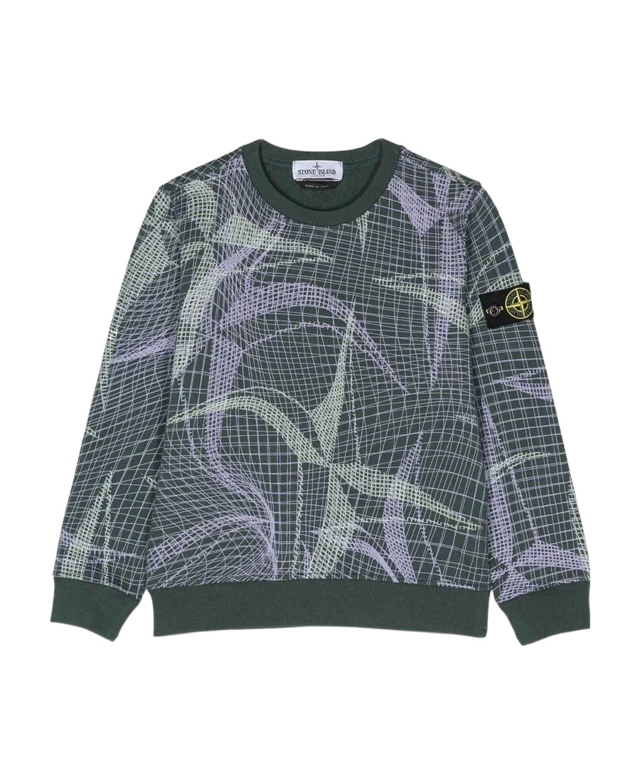 Stone Island Logo-patch Crew Neck Sweatshirt In Green