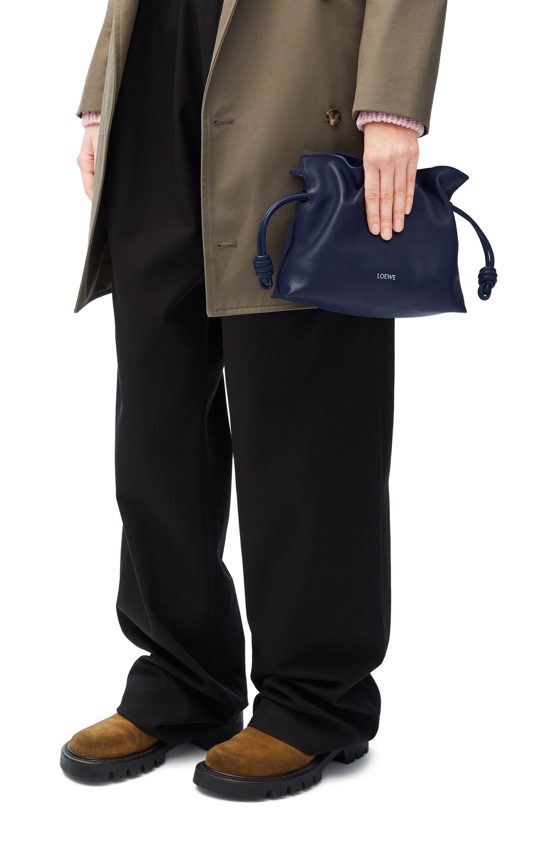 Shop Loewe Mini Flamenco Clutch In Nappa Calfskin In Blue