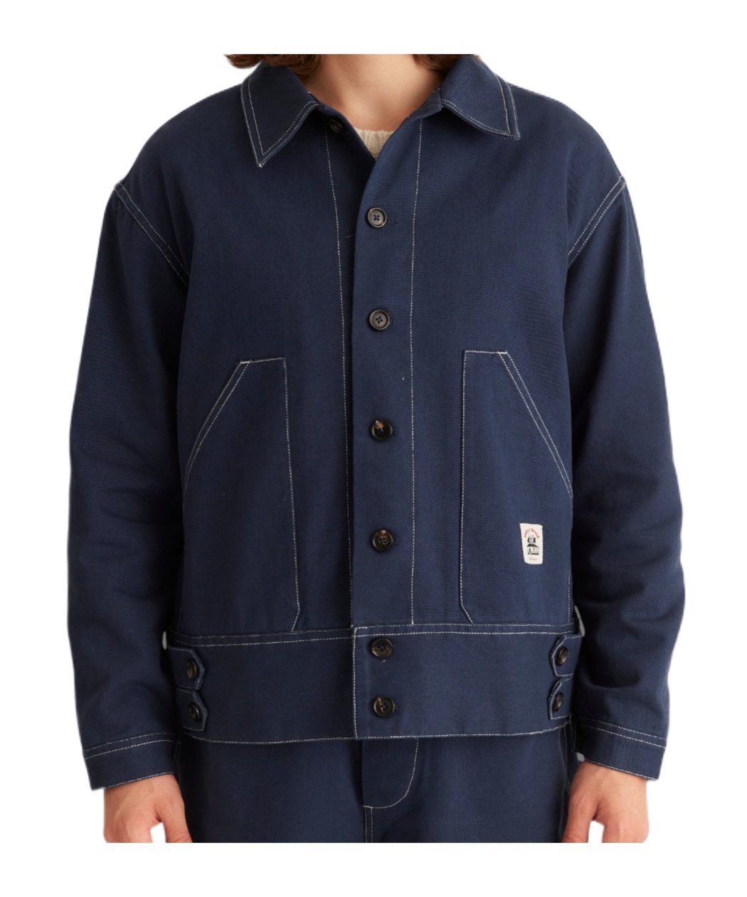 Bode Navy Knolly Brook Side Tab Jacket In Blue