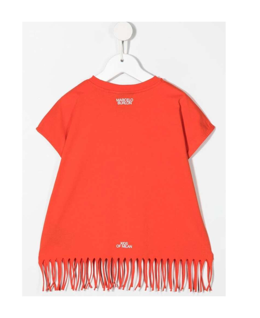 Shop Marcelo Burlon County Of Milan Feather-necklace Print T-shirt In Orange