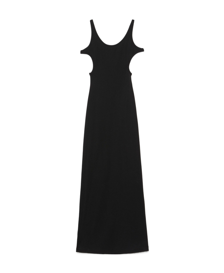 Gucci Ribbed-knit Cutout Jersey Maxi Dress In Black