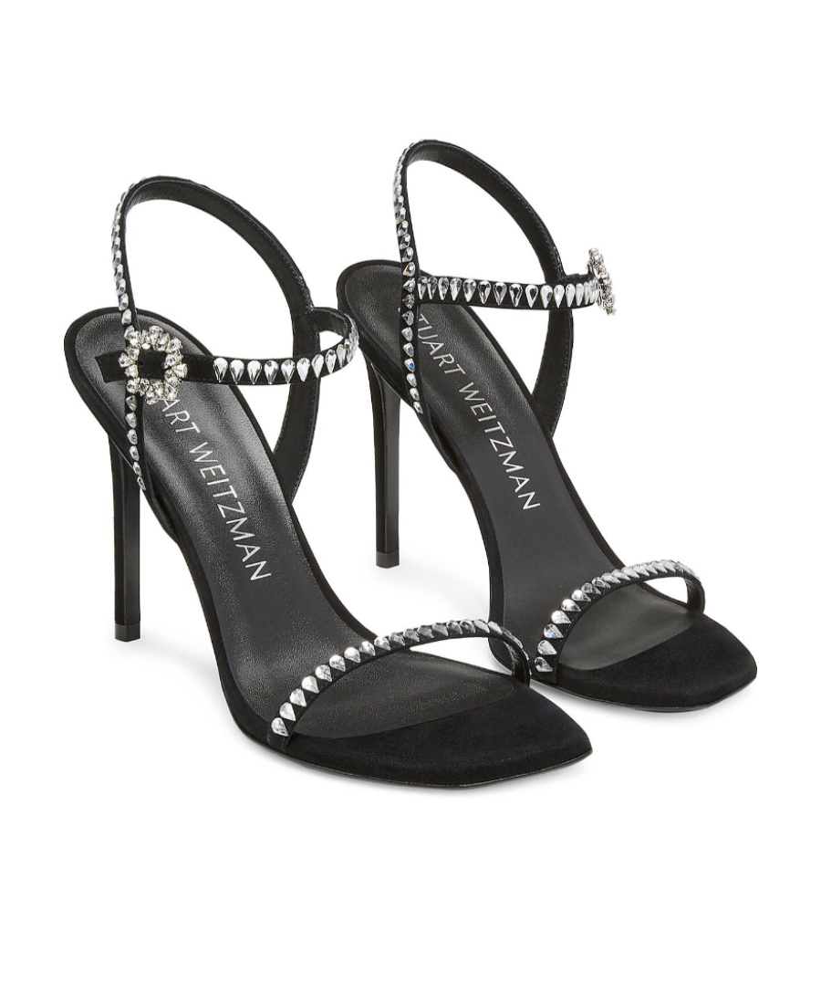 Stuart Weitzman Logo High-heeled Sandals In Black