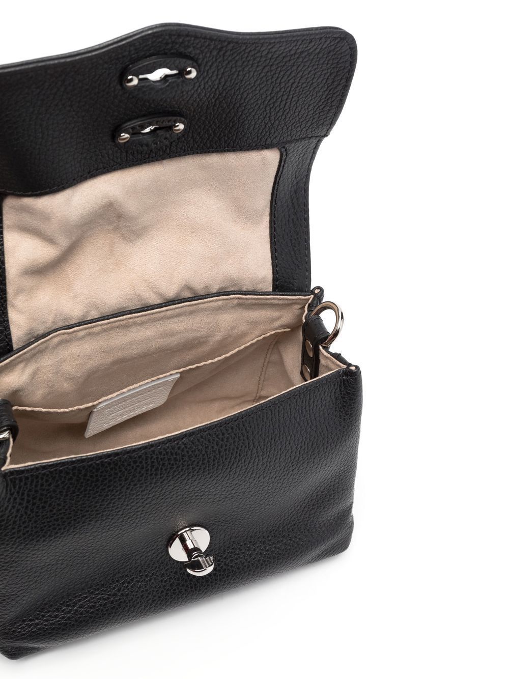 Zanellato Black Leather Postina Baby Top Handle Bag In Black