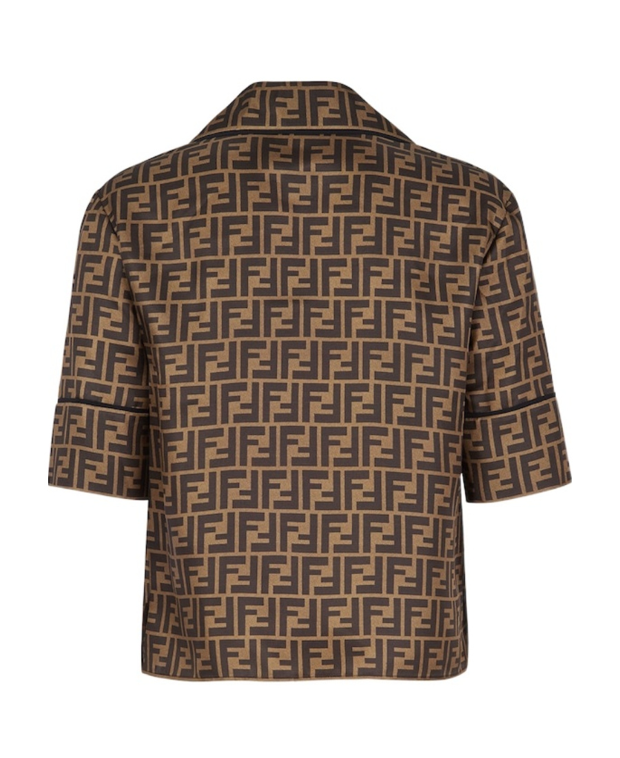 Fendi Ff Pattern Silk Pajama Set In Black