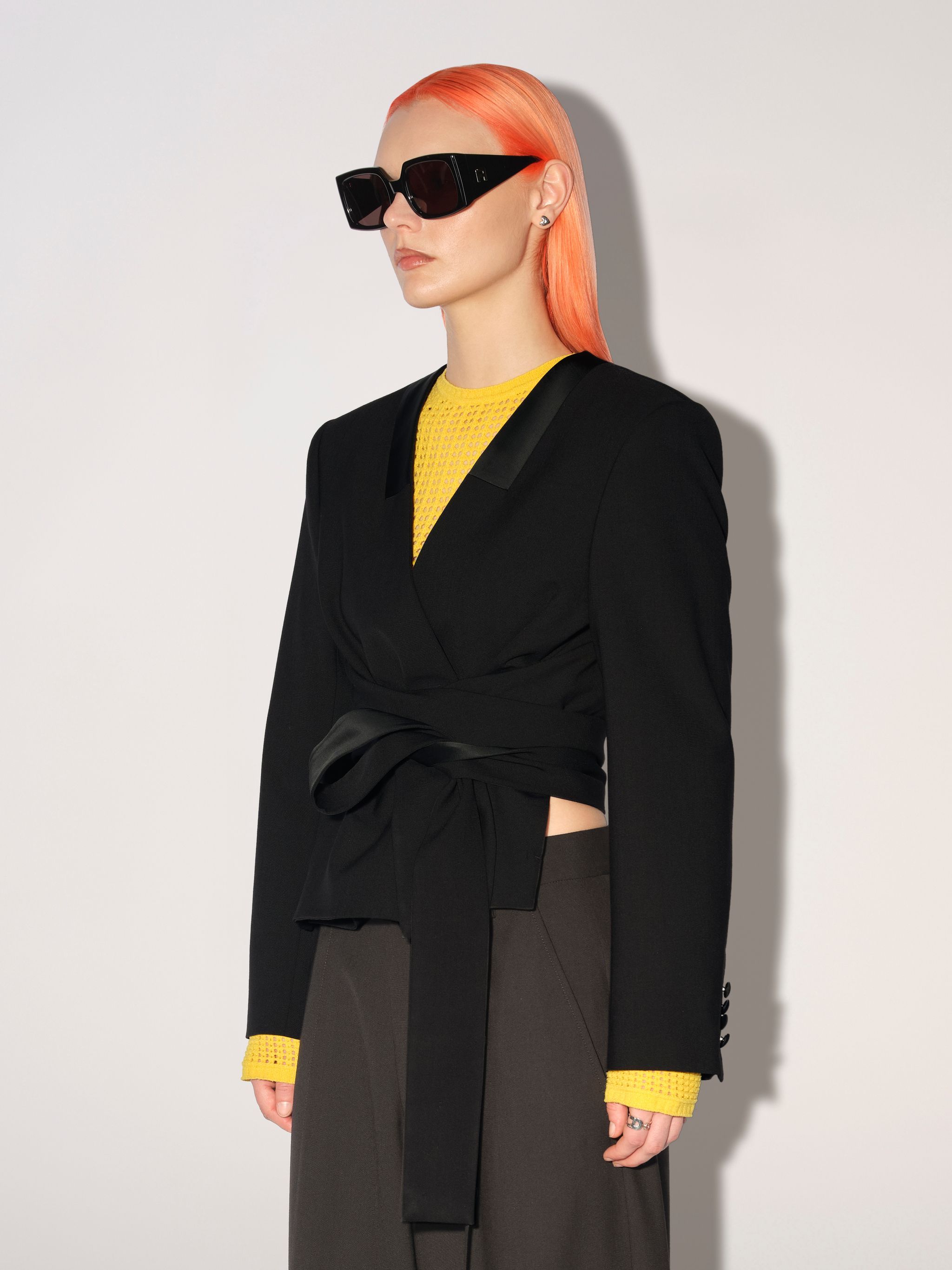 Ambush Tailored Tie-waist Blazer In Black