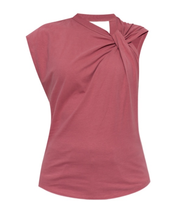 Isabel Marant Front Bow Crewneck Top With Knot Detail In Pink