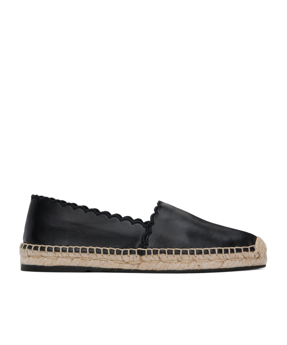 Chloé Womens Chloe Isla Logo-embossed Leather Espadrilles In Black
