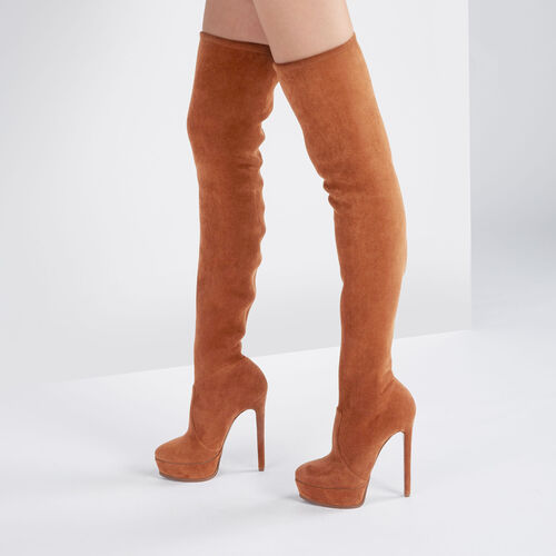 Casadei Flora 140mm Above-knee Platform Boots In Brown
