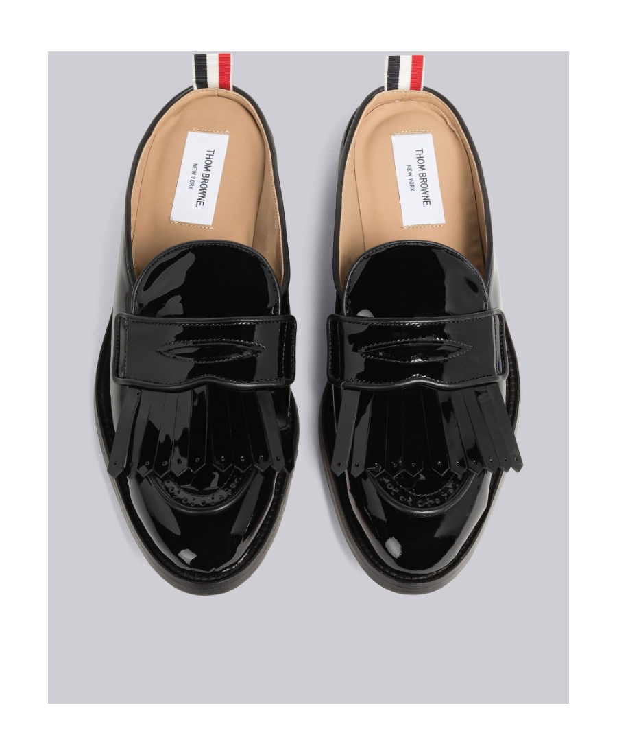 Thom Browne Patent Mule Loafers In Black