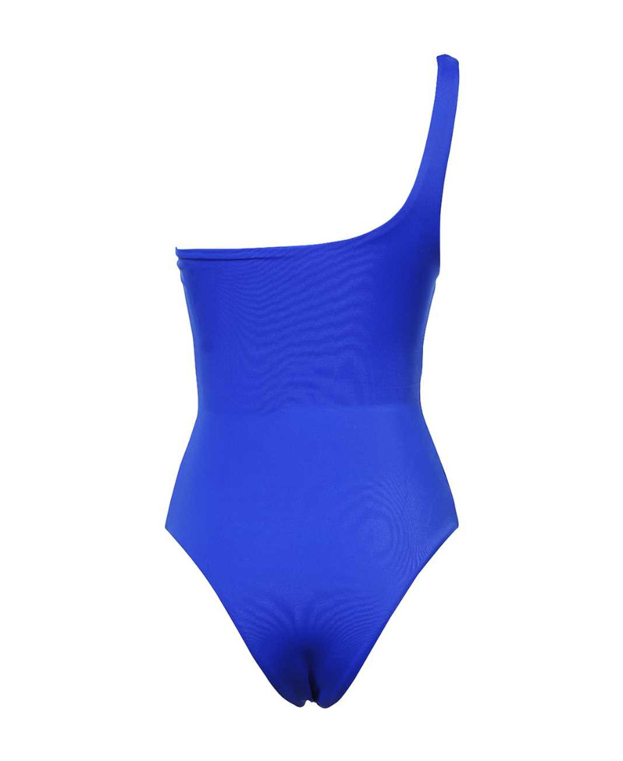 Dsquared2 Logo-print One-shoulder One-piece In Blue