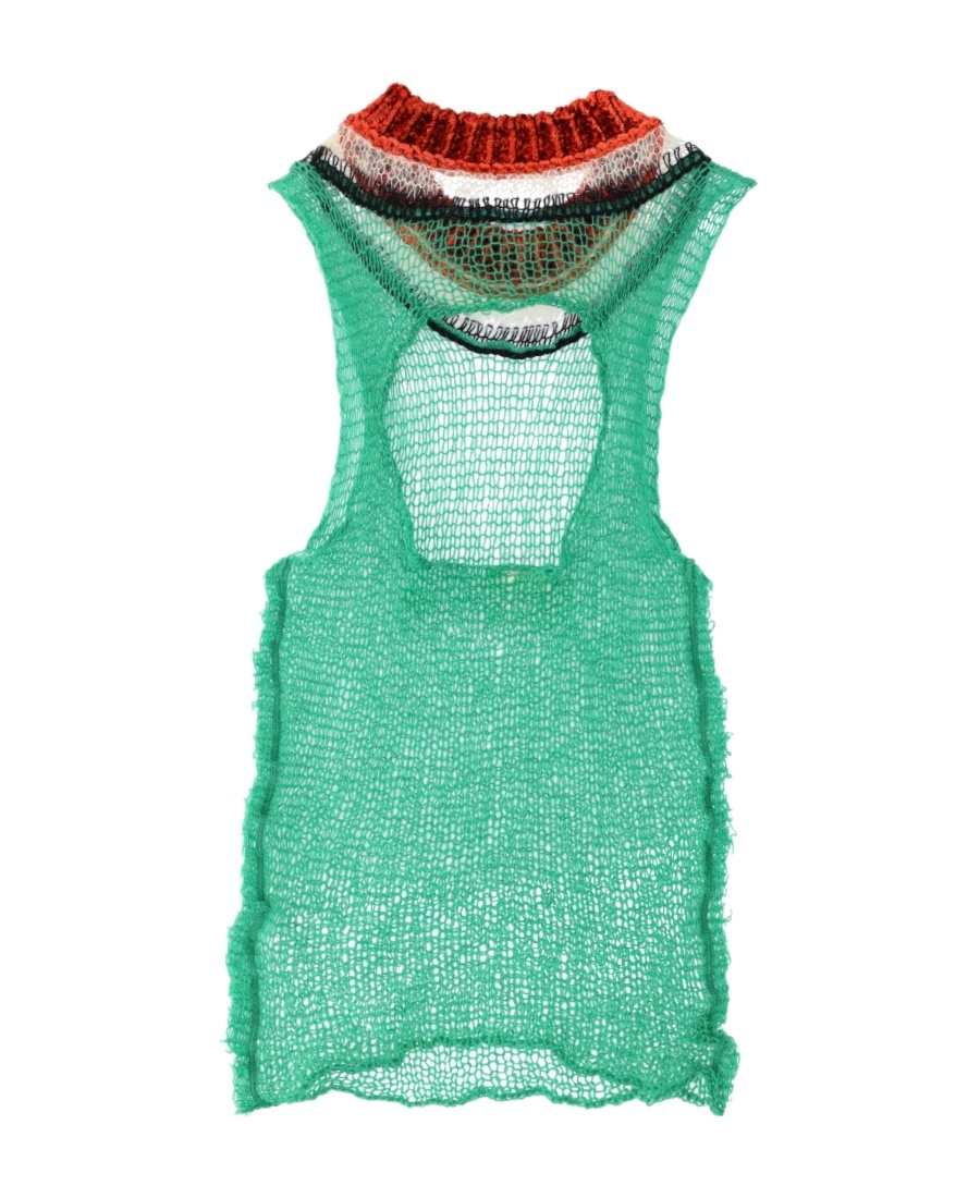 Marni Open-back Open-knit Top In Green