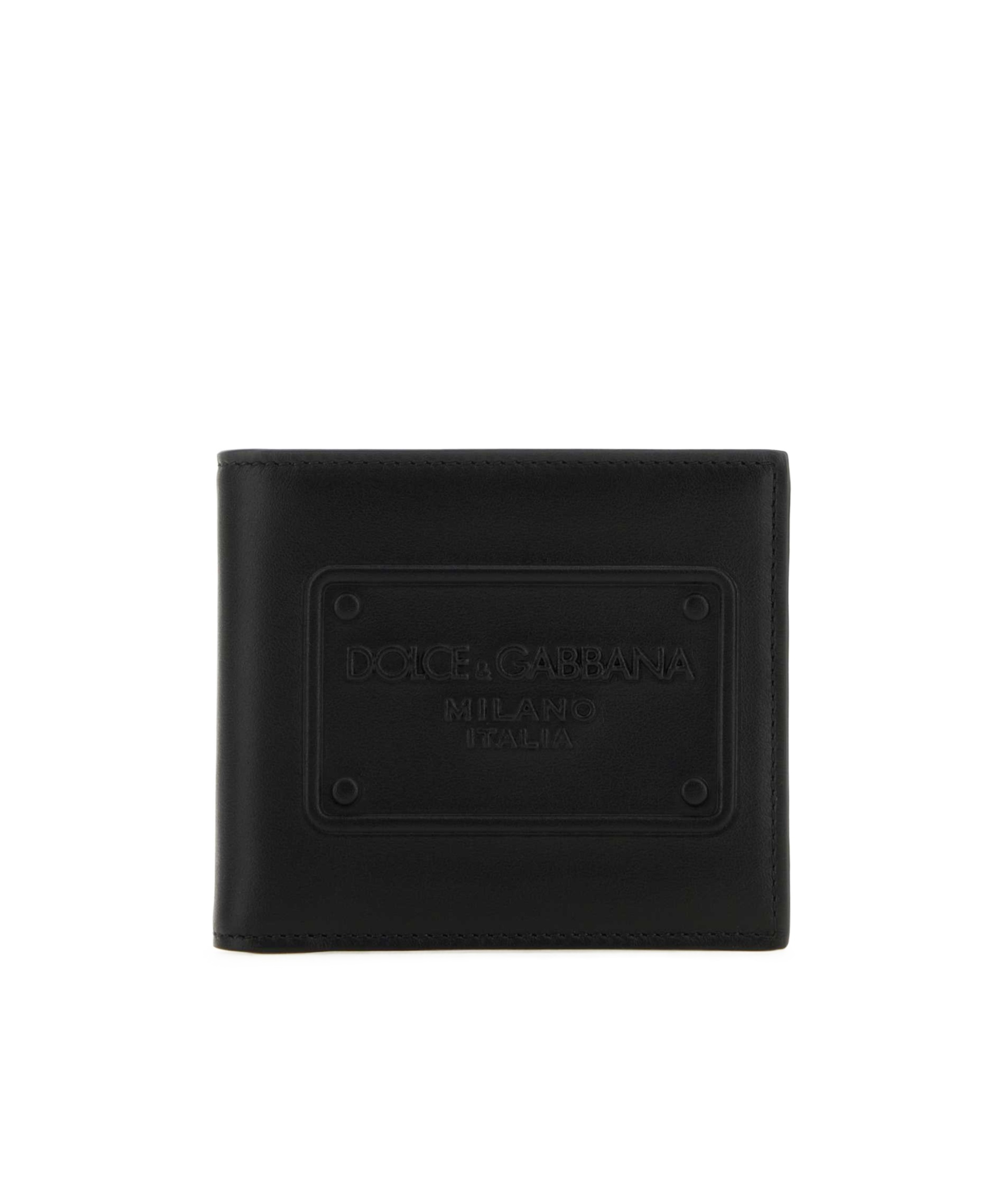 Dolce & Gabbana Small Zip-around Wallet In Calfskin With Raised Logo In Black