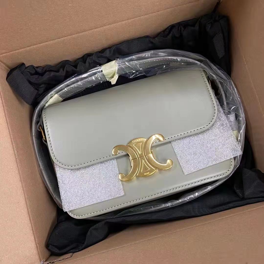 Celine Triomphe Small Shoulder Bag In Gray