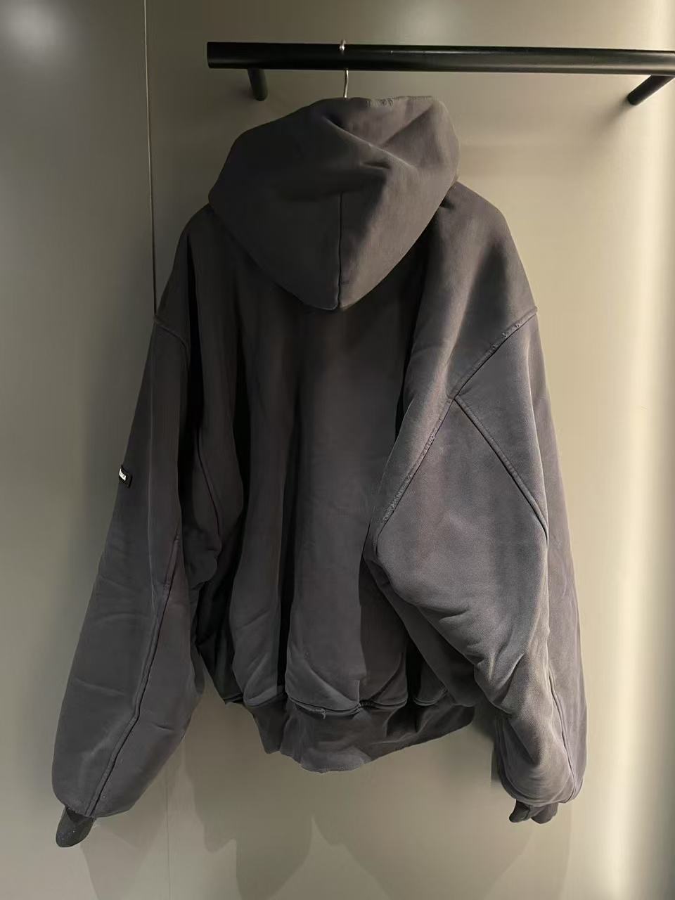 Balenciaga Hooded Pilot Jacket In Faded Black