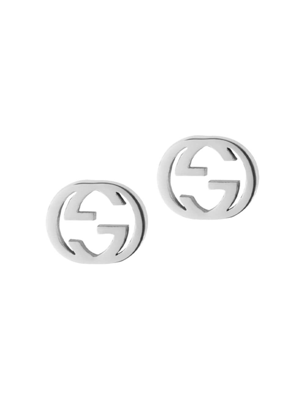 Gucci 18k Wg Interlocking G Stud Erng In White