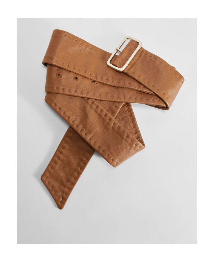 Max Mara Men's Napa Leather Belt With Buckle In Brown