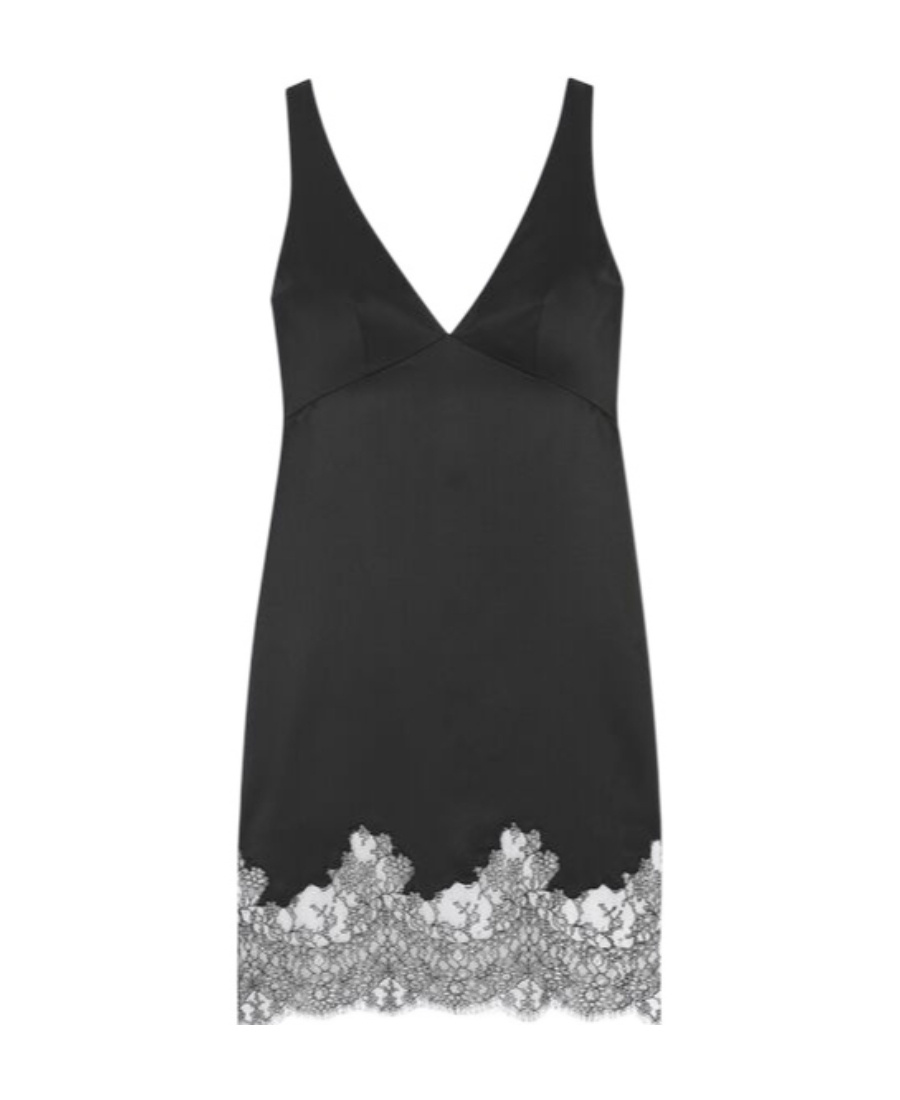 Saint Laurent Lace-trim Minidress In Black