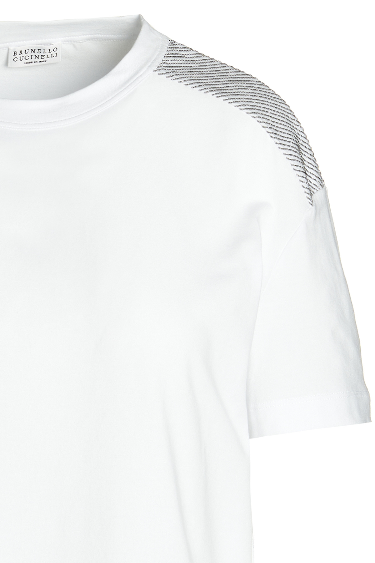 Brunello Cucinelli Bead-trim Short-sleeve T-shirt In White