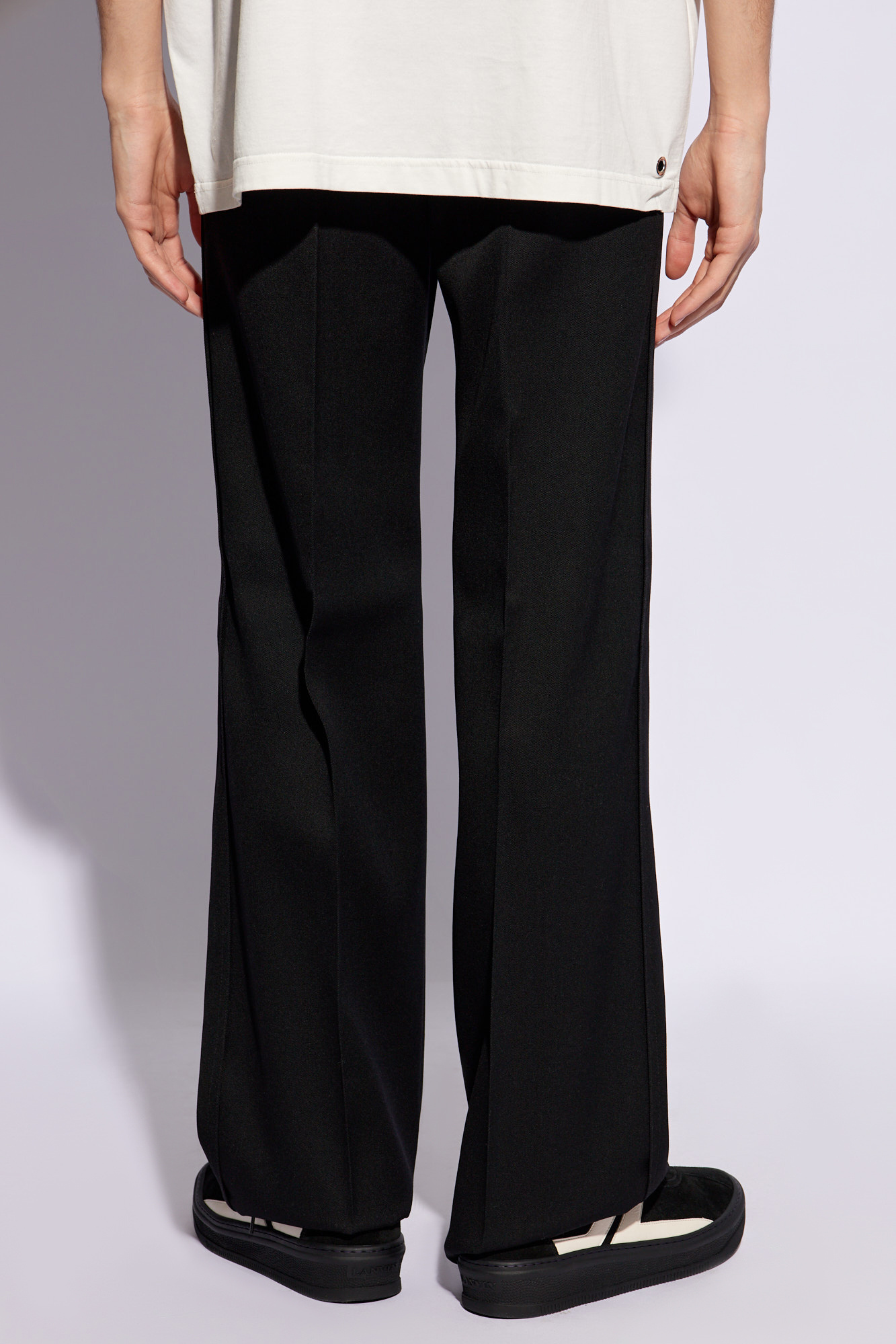Lanvin Belted Straight Trousers In Black